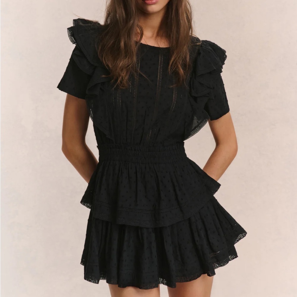 Loveshackfancy womens black Natasha Heritage Mini Dress S